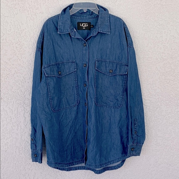 UGG RTW woman’s button down denim shirt size L - Picture 1 of 11